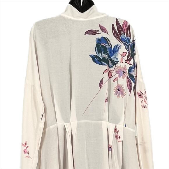 Free People Gemma Tunic Floral Mini Dress in Ivory/Multiple Size S - Picture 4 of 7